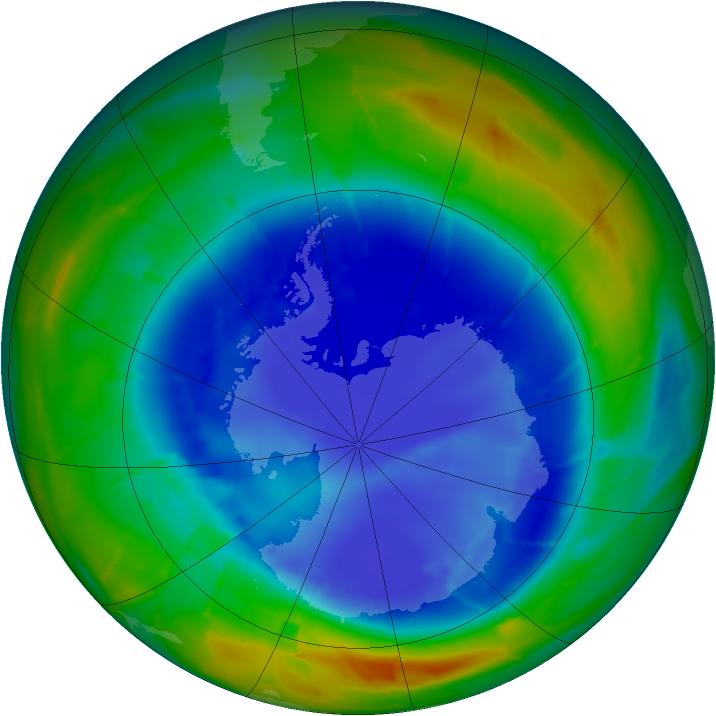 Antarctic ozone map for 25 August 2009